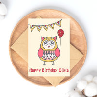 Cute Owl - Colourful Kids' Birthday Postcard