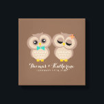 Cute Owl Couple Canvas Print<br><div class="desc">Adorable illustration of two owls. Personalise it with your names and wedding date for a beautiful keepsake.</div>