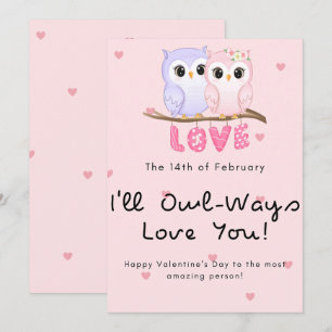 Cute owl couple Valentines day Holiday Card