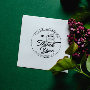 Cute Owl Custom Business Thank You Rubber Stamp
