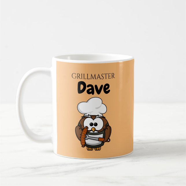 Cute Owl Dad Grillmaster Coffee Mug (Left)