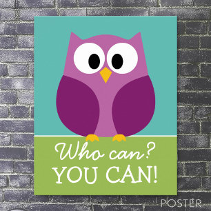 Cute Owl Drawing - Who Can You Can Poster