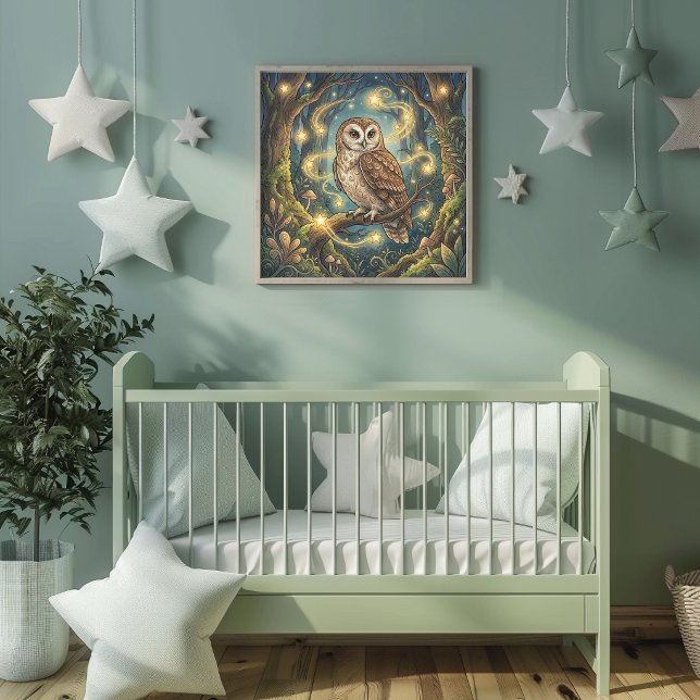 Cute Owl Dreamland Forest Animals Nursery Poster (Creator Uploaded)