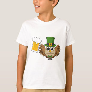 Cute Owl Drinking Beer Funny St Patrick's Day T-Shirt