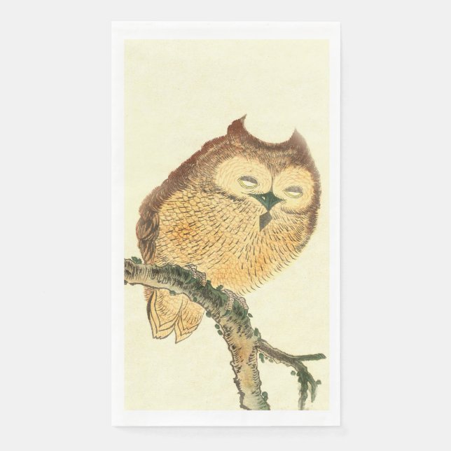 Cute Owl - Elegant Japanese Fine Art  Napkin (Front)