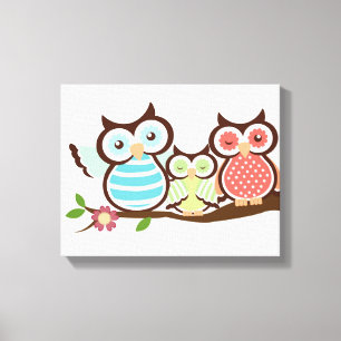Cute Owl Family Canvas Print