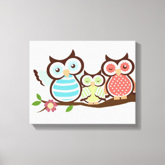 Cute Owl Family Canvas Print