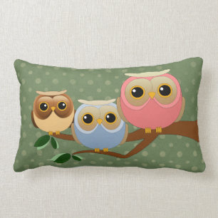 Cute Owl Family Lumbar Cushion