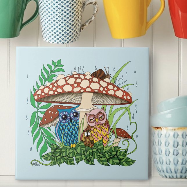 Cute Owl Family Mushroom Rain Tile (Creator Uploaded)