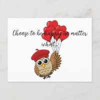 Cute Owl Flying with Heart Balloons | Add Text