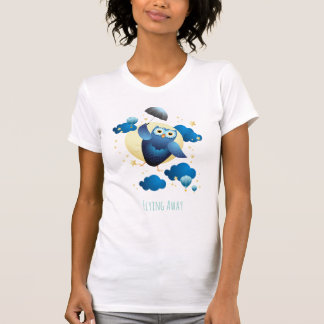 Cute Owl Flying with Umbrella T-Shirt