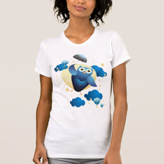 Cute Owl Flying with Umbrella  T-Shirt