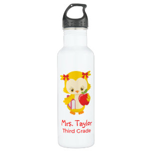 Cute owl for teacher 710 ml water bottle