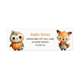 Cute Owl& Fox Woodland Animals Return Address