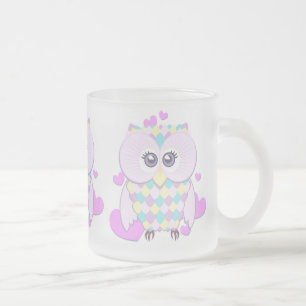 Cute Owl Frosted Glass Coffee Mug