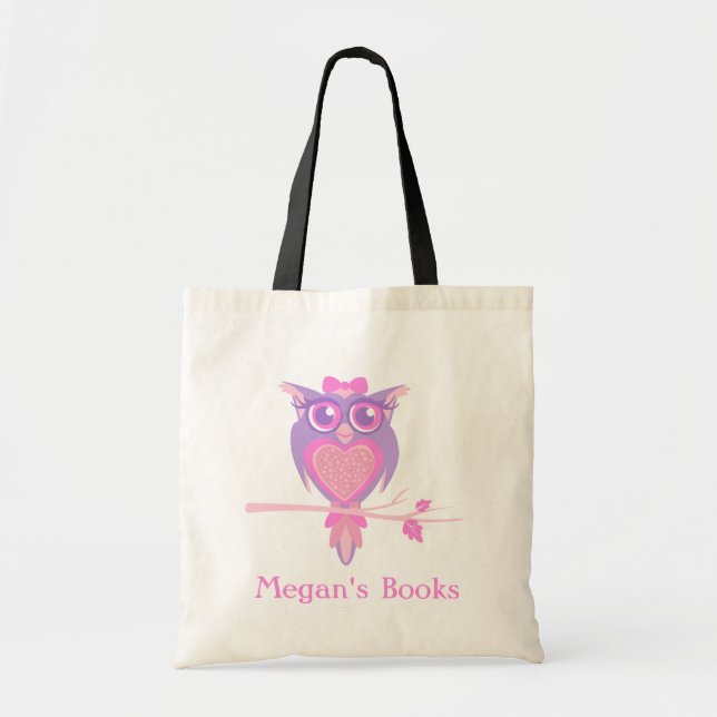 Cute owl girls library bag (Front)