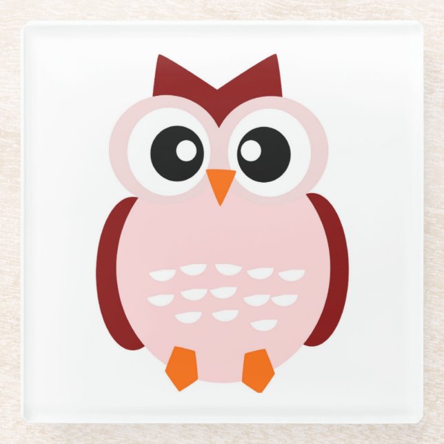 CUTE OWL GLASS COASTER (Front)