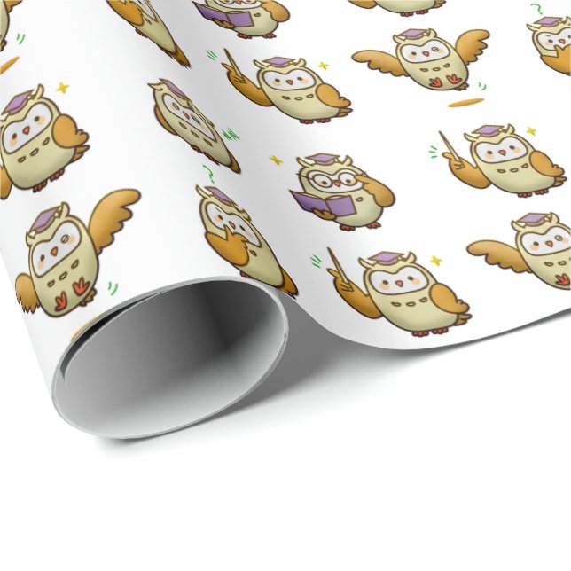 Cute Owl Graduation Gift Wrapping Paper Wrap (Roll Corner)