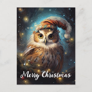 Cute Owl Happy Holidays Christmas Holiday Postcard