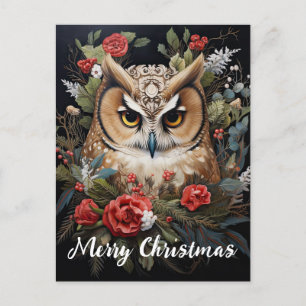 Cute Owl Happy Holidays Christmas Holiday Postcard