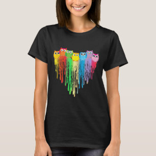 Cute Owl Heart Lgbtq Proud Gay Pride Month Colourf T-Shirt