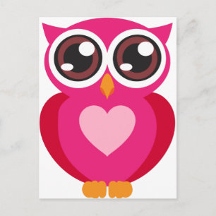 Cute owl heart postcard