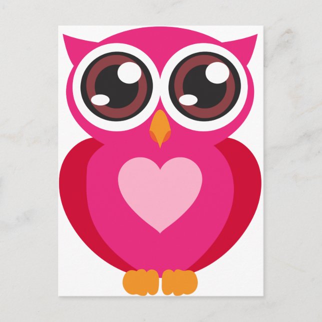 Cute owl heart postcard (Front)