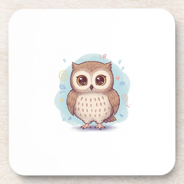 Cute owl illustration coaster (Front)