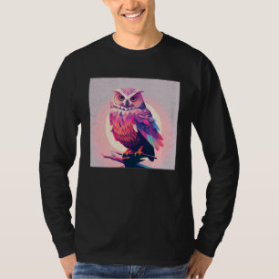 Cute Owl Illustration Modern Artwork Pink Women Ki T-Shirt