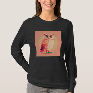Cute Owl Illustration Modern Artwork Pink Women Ki T-Shirt