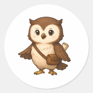 Cute Owl Illustration – Okojo and Friends Illust Classic Round Sticker