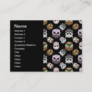 Cute Owl Illustrations over Black Background Business Card