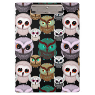 Cute Owl Illustrations Pattern Clipboard