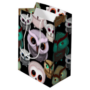 Cute Owl Illustrations Pattern Medium Gift Bag