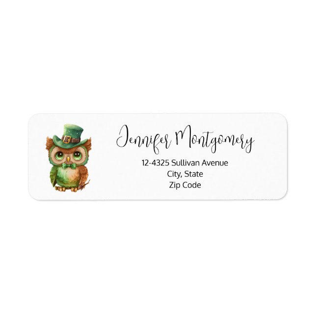  Cute Owl in a Green Top Hat Address (Front)