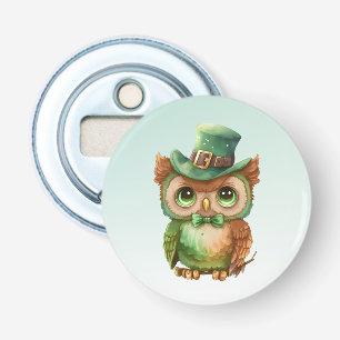 Cute Owl in a Green Top Hat Bottle Opener