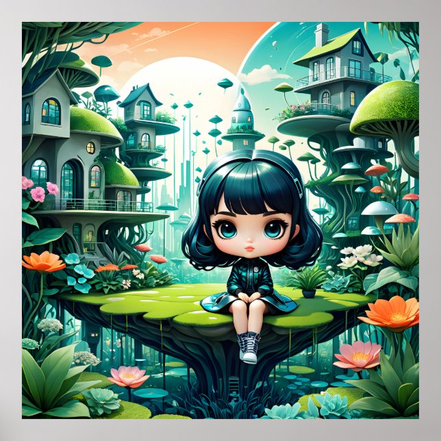 Cute Owl in Colourful Beanie Poster (Front)