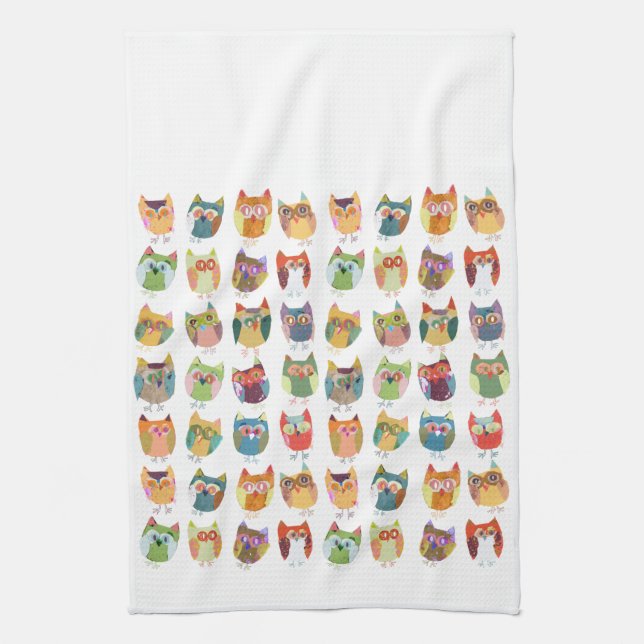 Cute Owl kitchen towel, teatowel. Tea Towel (Vertical)