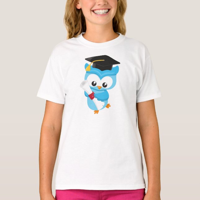 Cute Owl, Little Owl, Baby Owl, Graduation Owl T-Shirt (Front)