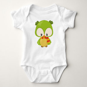 Cute Owl, Little Owl, Baby Owl, Owl With Scarf Baby Bodysuit