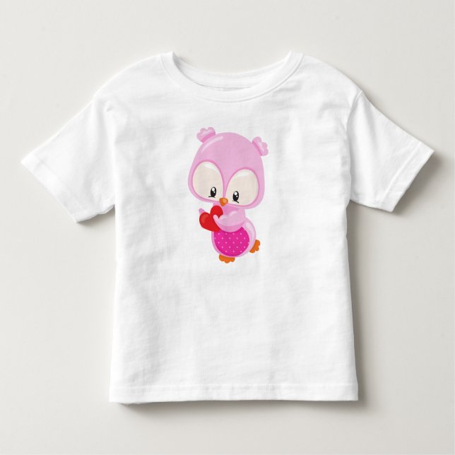 Cute Owl, Little Owl, Hearts, Owl In Love Toddler T-Shirt (Front)