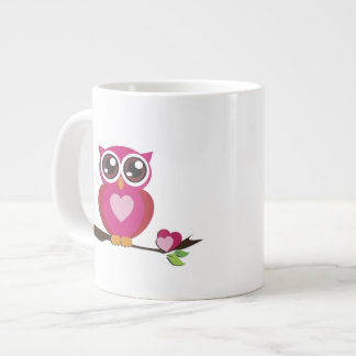 Cute Owl Love Hearts Fine Vector Art Large Coffee Mug