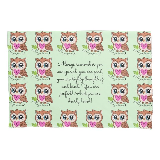 Cute Owl Love You Forever Pillowcase (Front-Left)