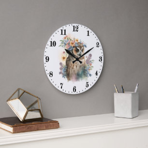 cute owl lovers bird  large clock