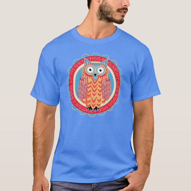 Cute Owl Lover's Night Owl Bright Colours T-Shirt (Front)