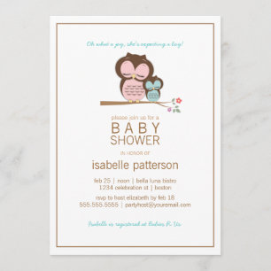 Cute Owl & Mama It's a Boy Baby Shower Invitation