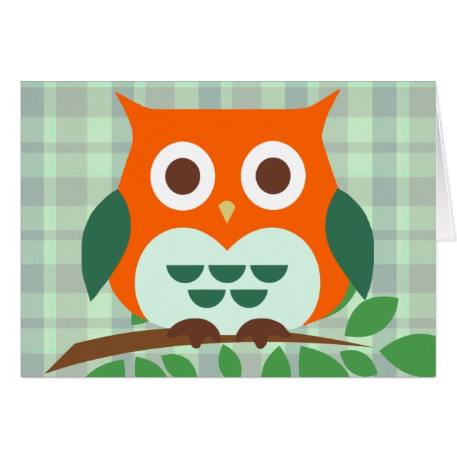 Cute Owl on a Branch (Front Horizontal)