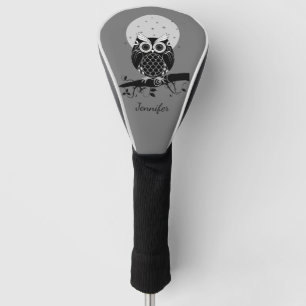 Cute owl on a branch and custom name  golf head cover