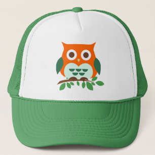 Cute Owl on a Branch Trucker Hat
