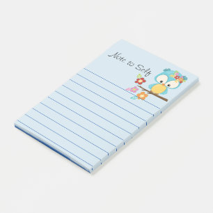 Cute Owl on Branch Personalised Post-it Notes